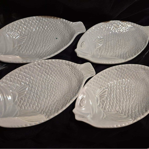 Other - Ceramic Fish-Shaped Serving Platter - White